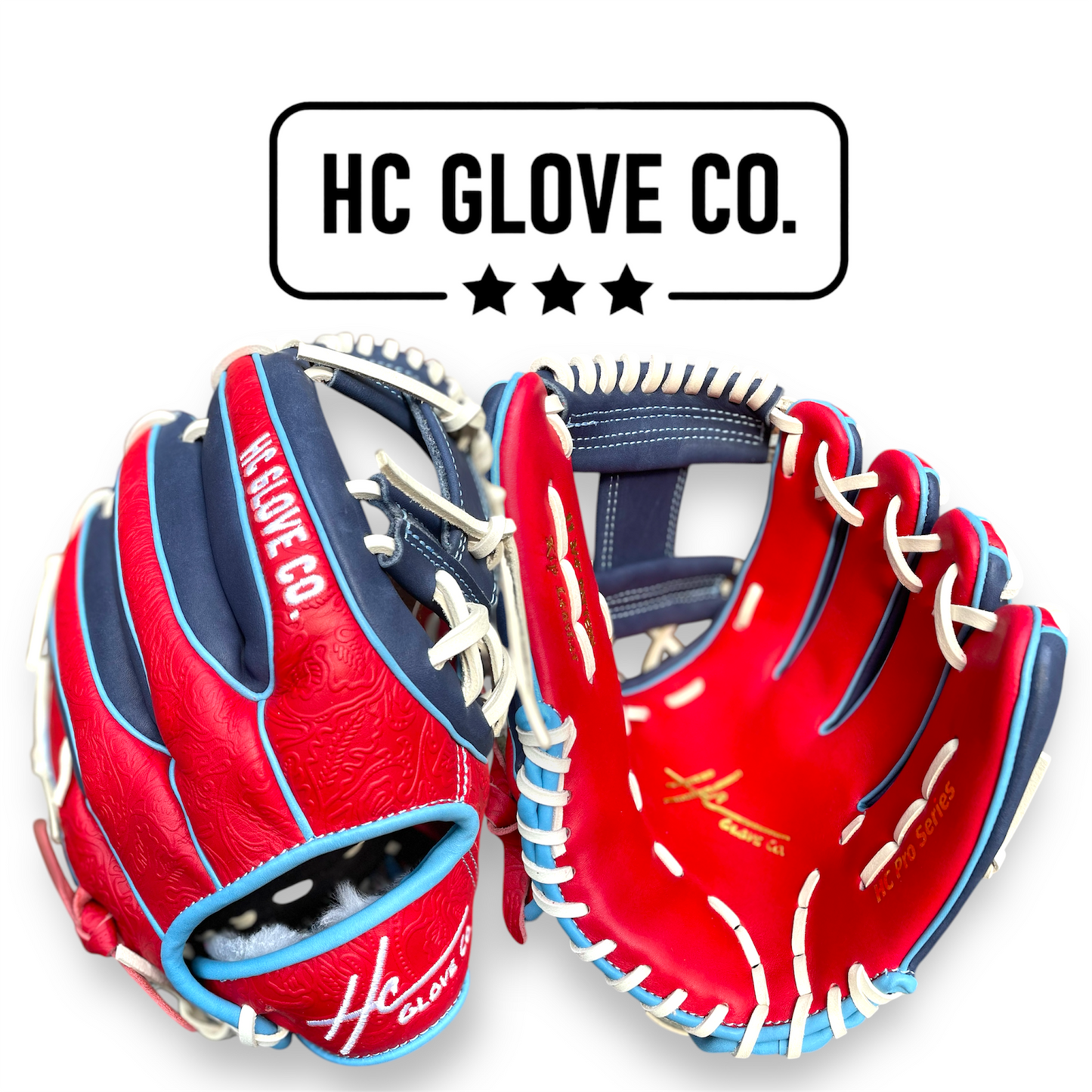 11.75 inch infield glove elite series hc glove co red navy white lace