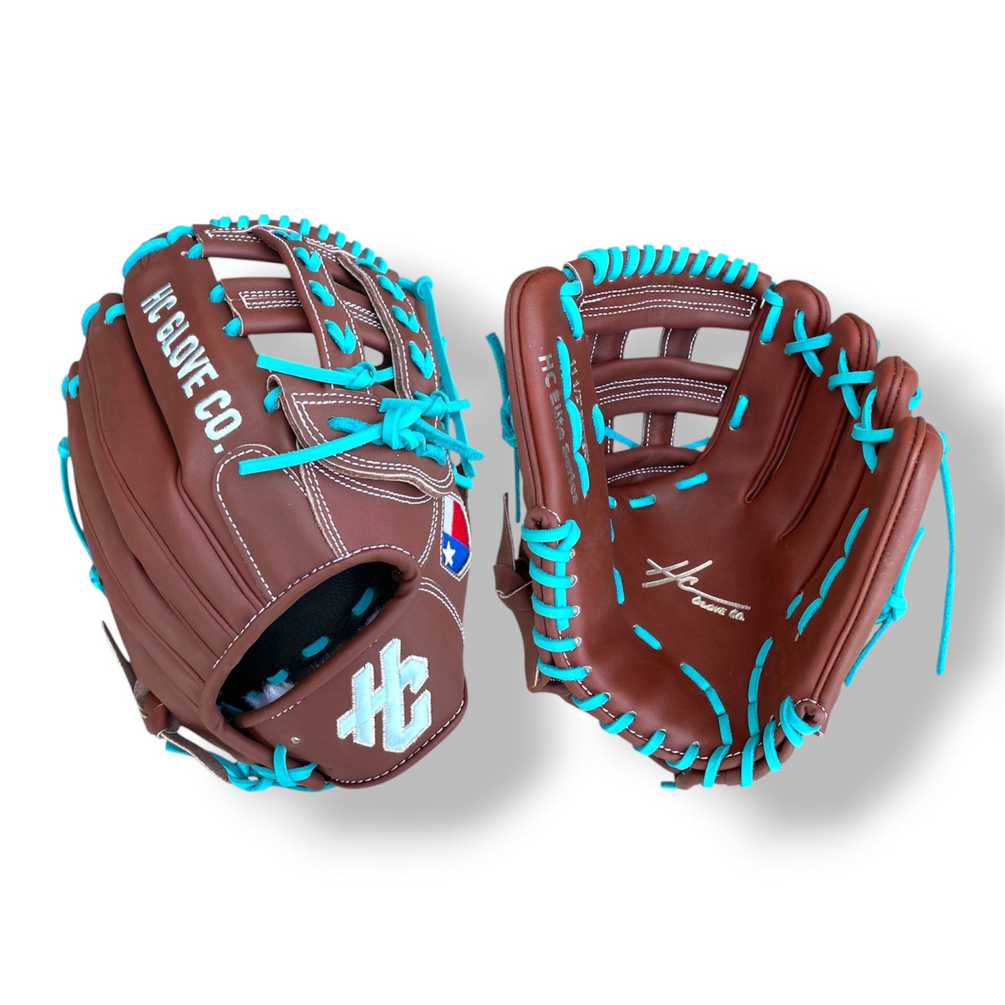 brown blue kip leather baseball glove hc glove co premium elite series glove
