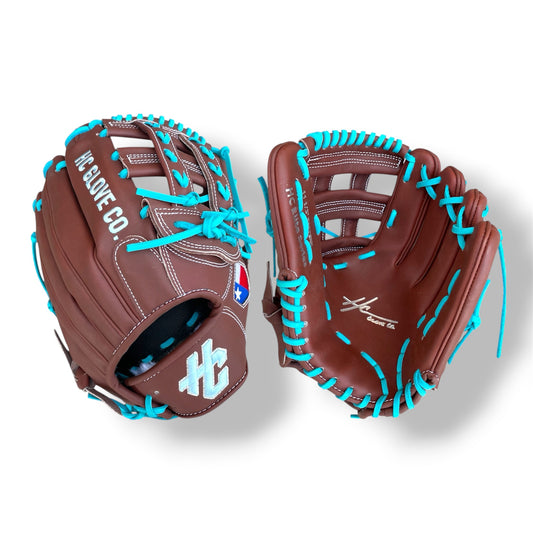 brown blue kip leather baseball glove hc glove co premium elite series glove