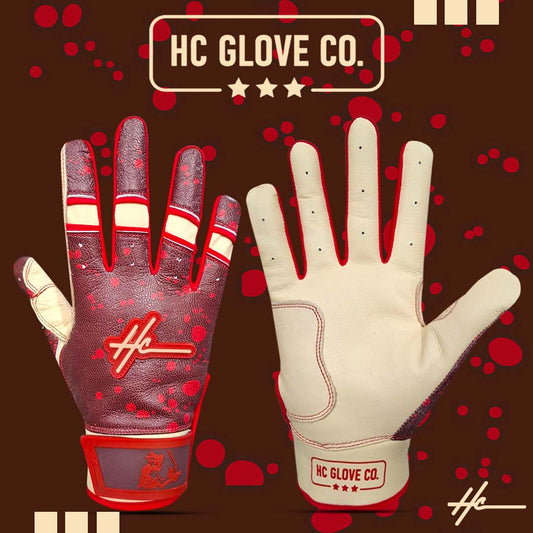 HC Glove Co Cola Splash Edition batting gloves with premium 0.8mm Cabretta leather palm for baseball and softball players