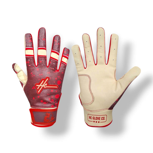 HC Glove Co Cola Splash Edition batting gloves with premium 0.8mm Cabretta leather palm for baseball and softball players