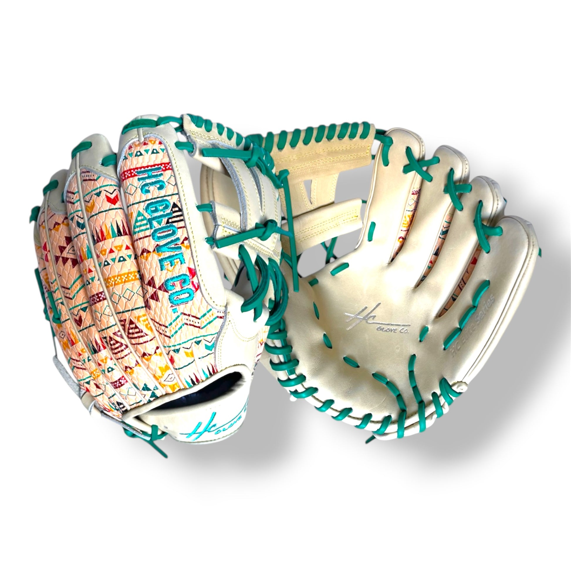 aztec snake skin infield glove japanese kip leather hc glove co green laces