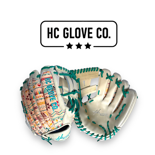 aztec snake skin infield glove japanese kip leather hc glove co green laces