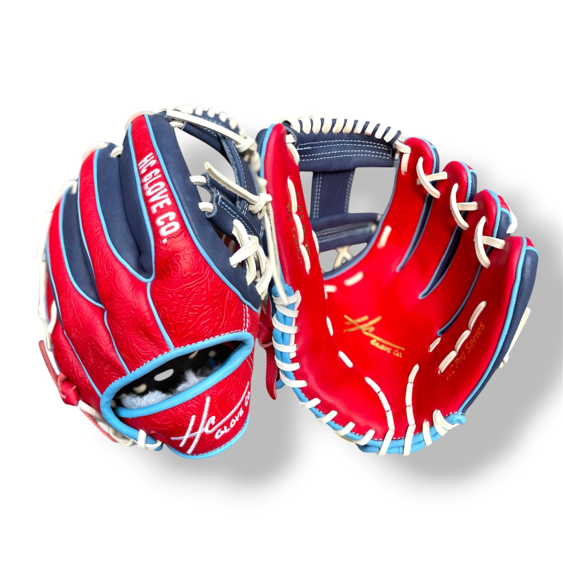 11.75 inch infield glove elite series hc glove co red navy white lace