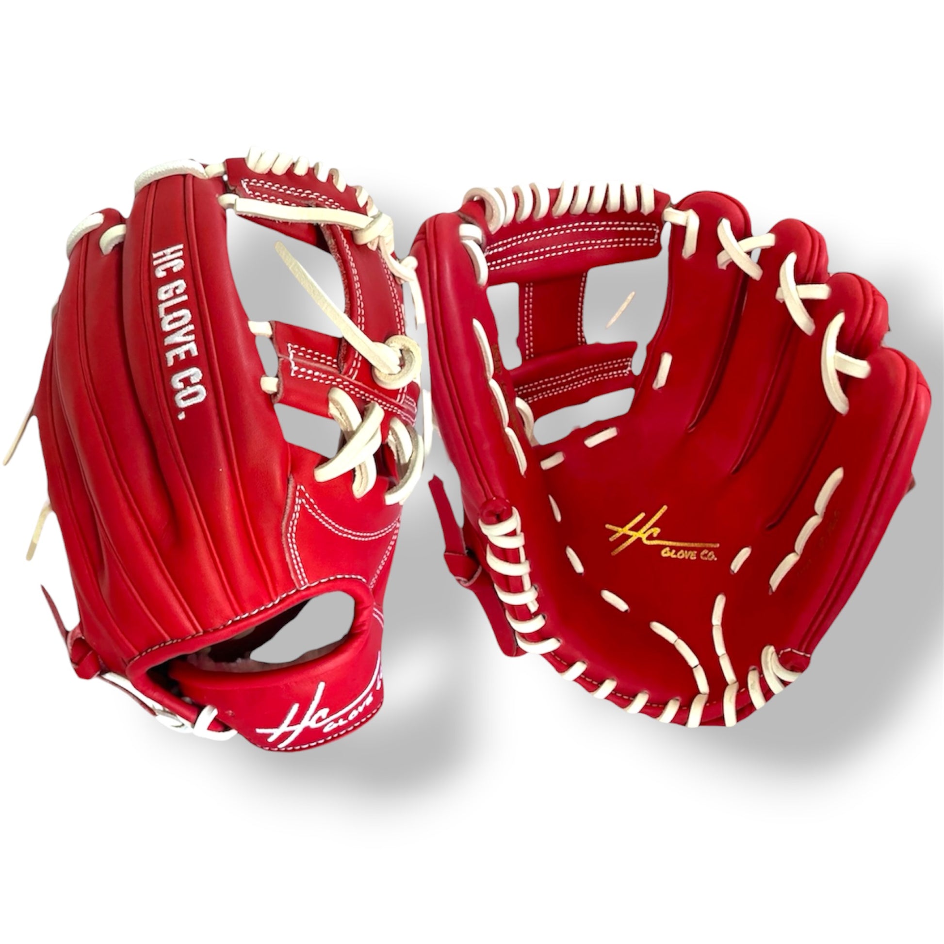 elite series infield glove kip leather hc glove co red white