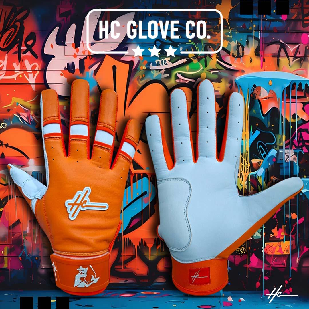texas batting gloves orange blue hc glove co lone star series premium grip gloves