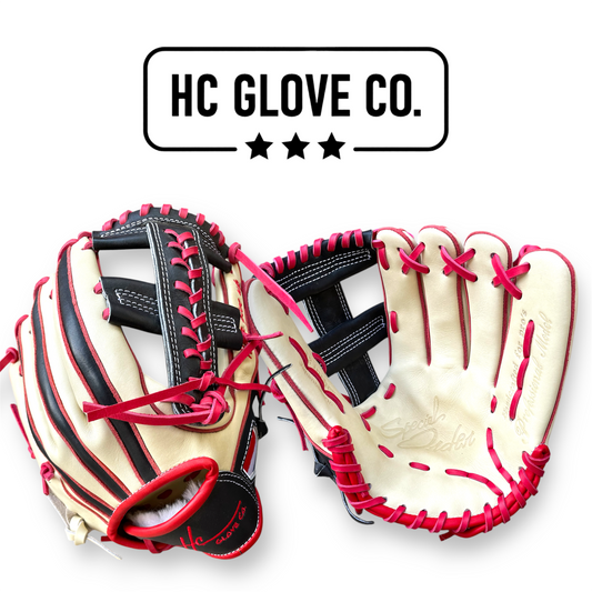 12 inch infield glove japanese kip leather hc glove co black cream red lace